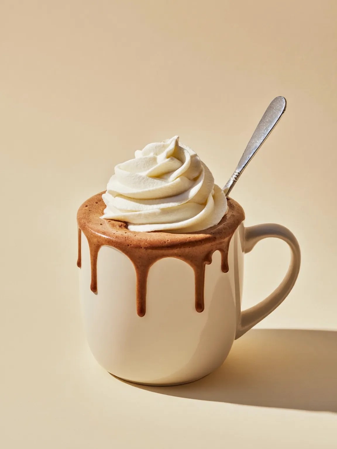 A hot chocolate topped with whipped cream